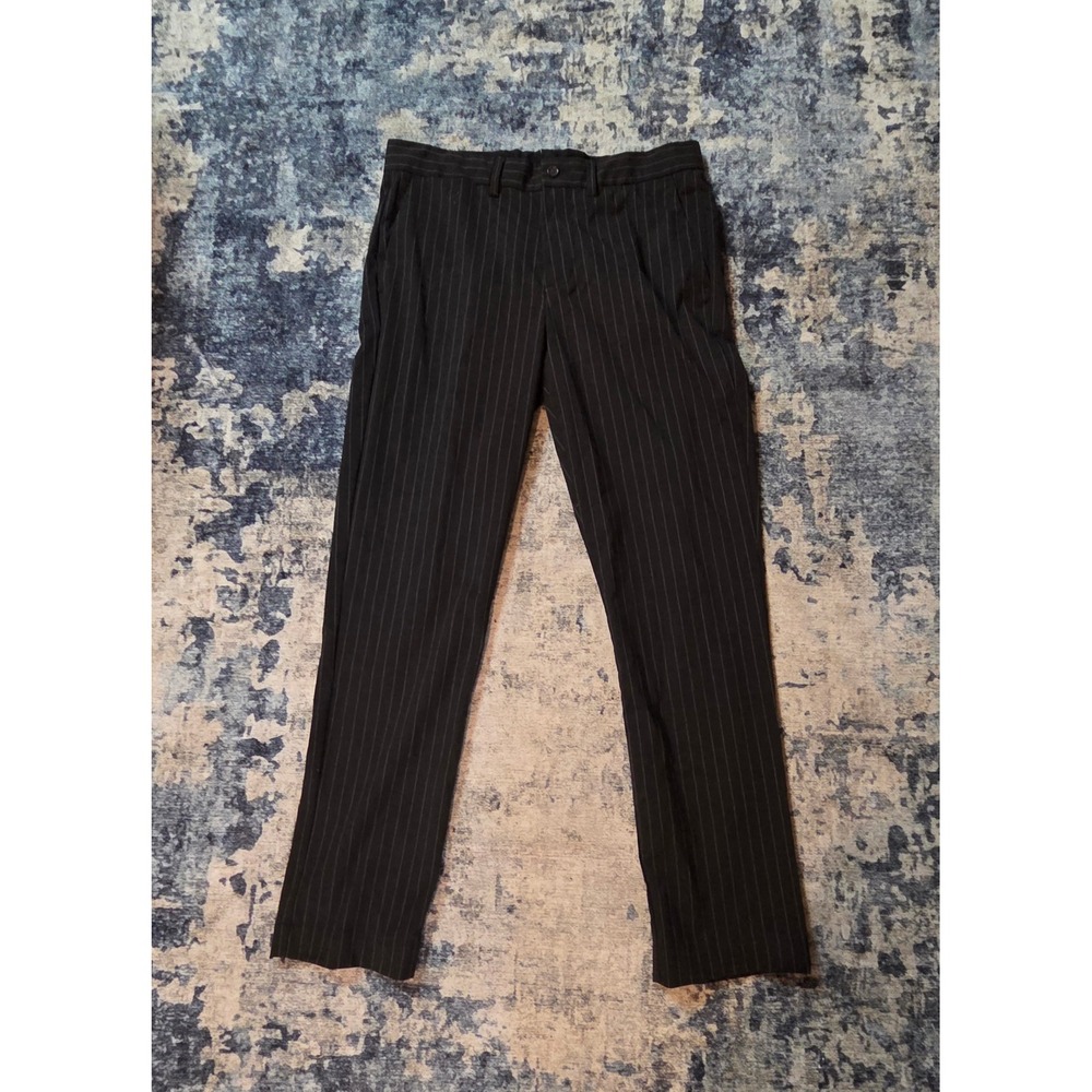 Polo Ralph Lauren Mens Pinstripe Stretch Straight Fit Pants Black 32x32